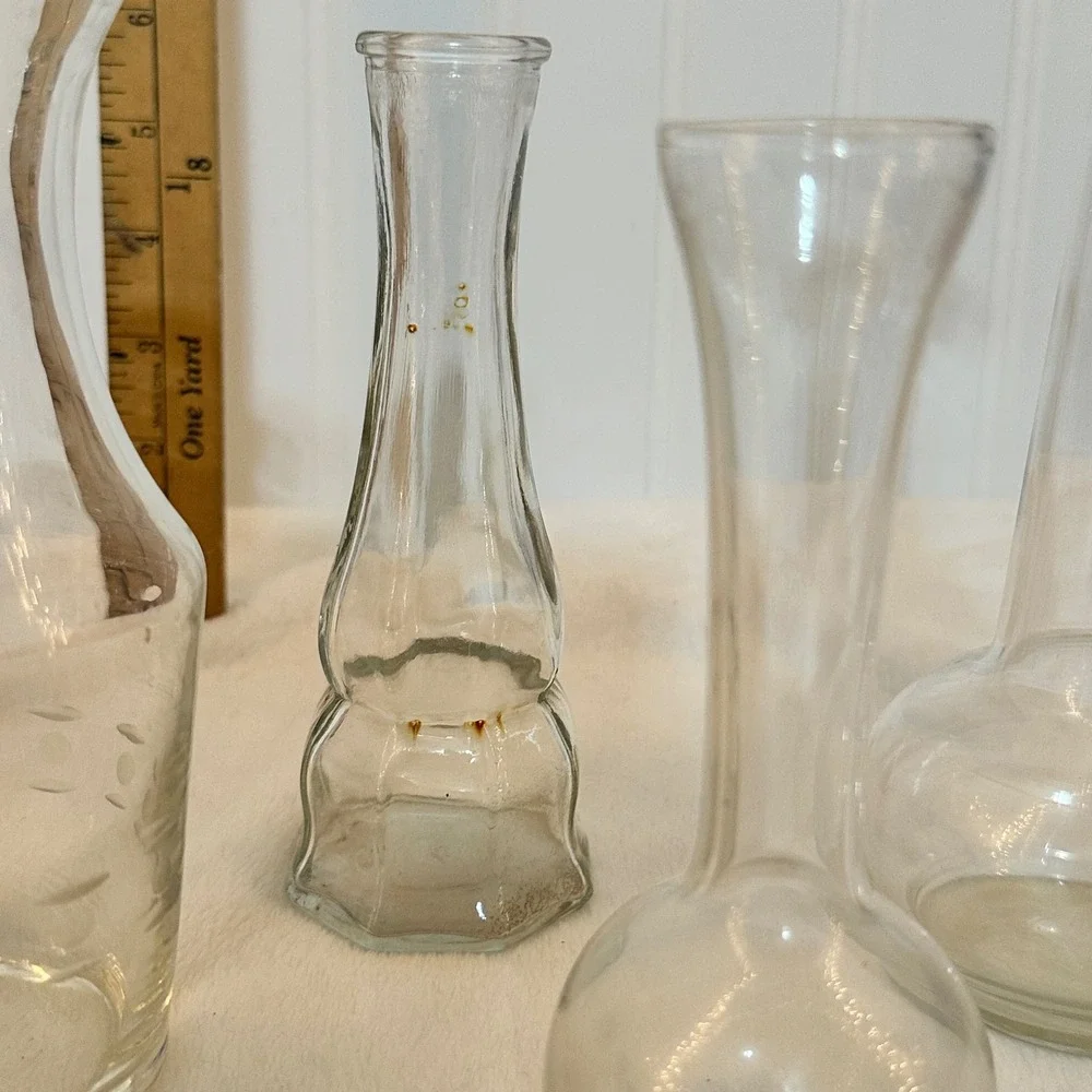 Unbranded‎ Bud Vase Set Home Decor Clear Good Vintage Glass Assorted Shapes MCM